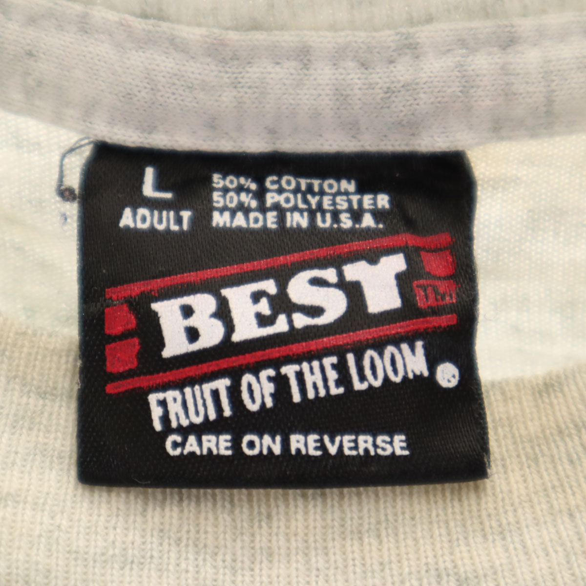 FRUIT OF THE LOOM BEST フルーツオブザルーム ベスト 90s USA製 オールド Roosevelt 半袖 Tシャツ L グレー シングルステッチ メンズ