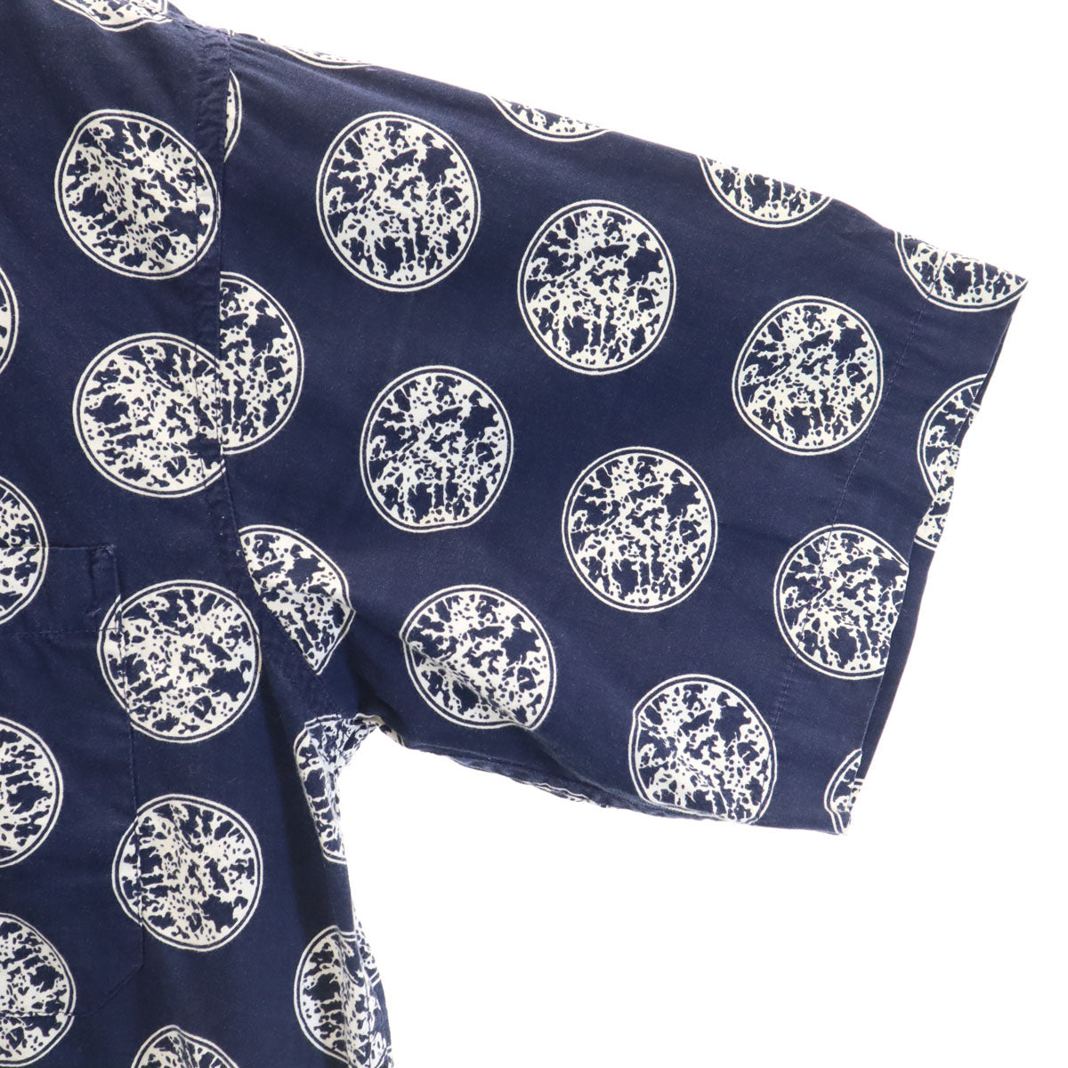 Protocol 90s オールド 総柄 半袖 開襟 アロハシャツ M ネイビー メンズ