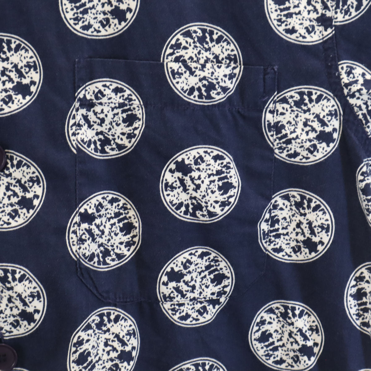 Protocol 90s オールド 総柄 半袖 開襟 アロハシャツ M ネイビー メンズ