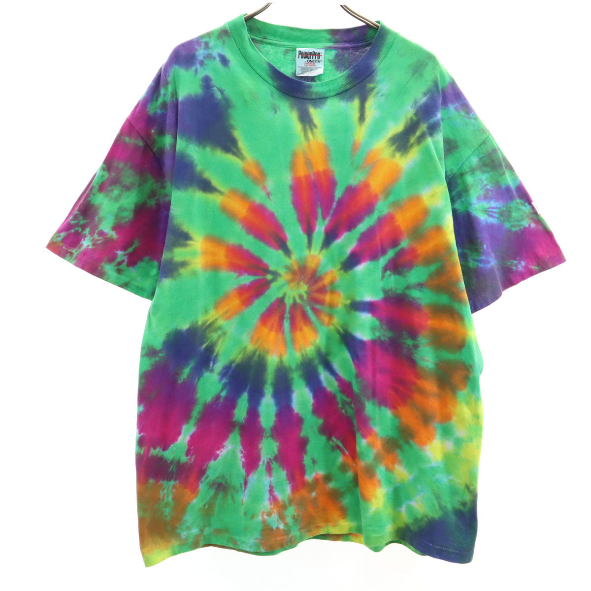POWER PRO by ONEITA パワープロバイオニータ 90s オールド タイダイ柄 半袖 Tシャツ XL グリーン シングルステッチ メンズ