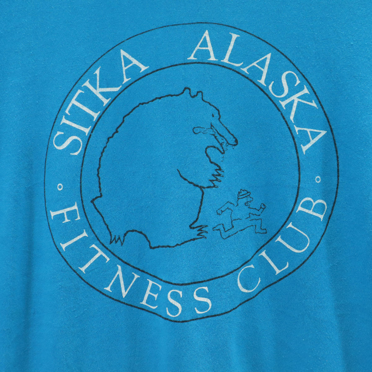 STEDMAN ステッドマン 90s USA製 オールド フィットネスクラブ ベアプリント 半袖 Tシャツ L 水色 企業モノ クマ アニマル メンズ