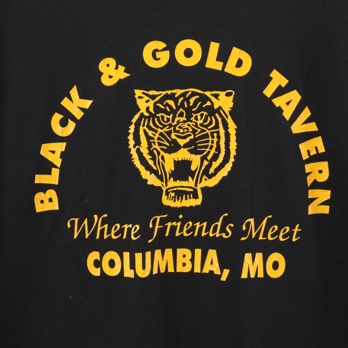 OLD オールド 90s BLACK&GOLD TAVERN 半袖 Tシャツ ブラック シングルステッチ タイガー アニマル メンズ