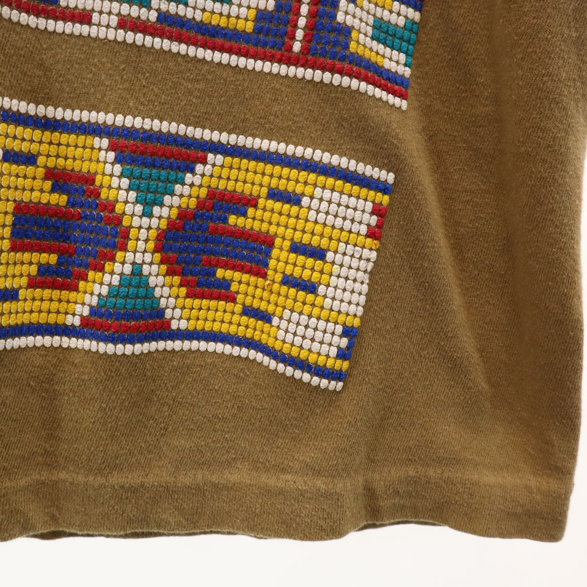 OLD オールド 90s ネイティブ柄 半袖 Tシャツ ブラウン系 シングルステッチ メンズ