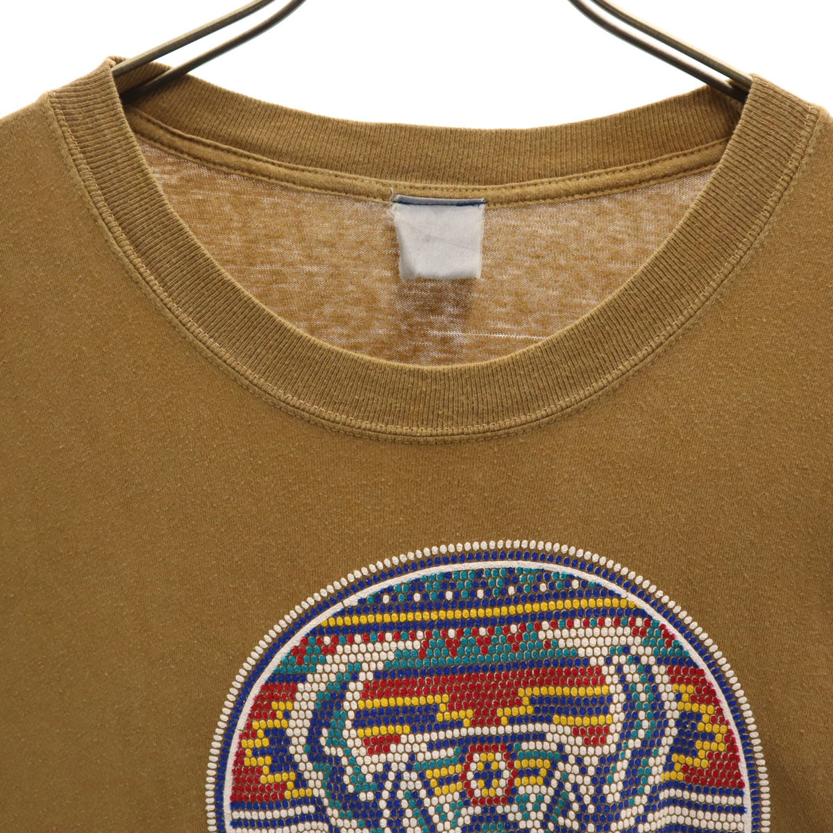 OLD オールド 90s ネイティブ柄 半袖 Tシャツ ブラウン系 シングルステッチ メンズ