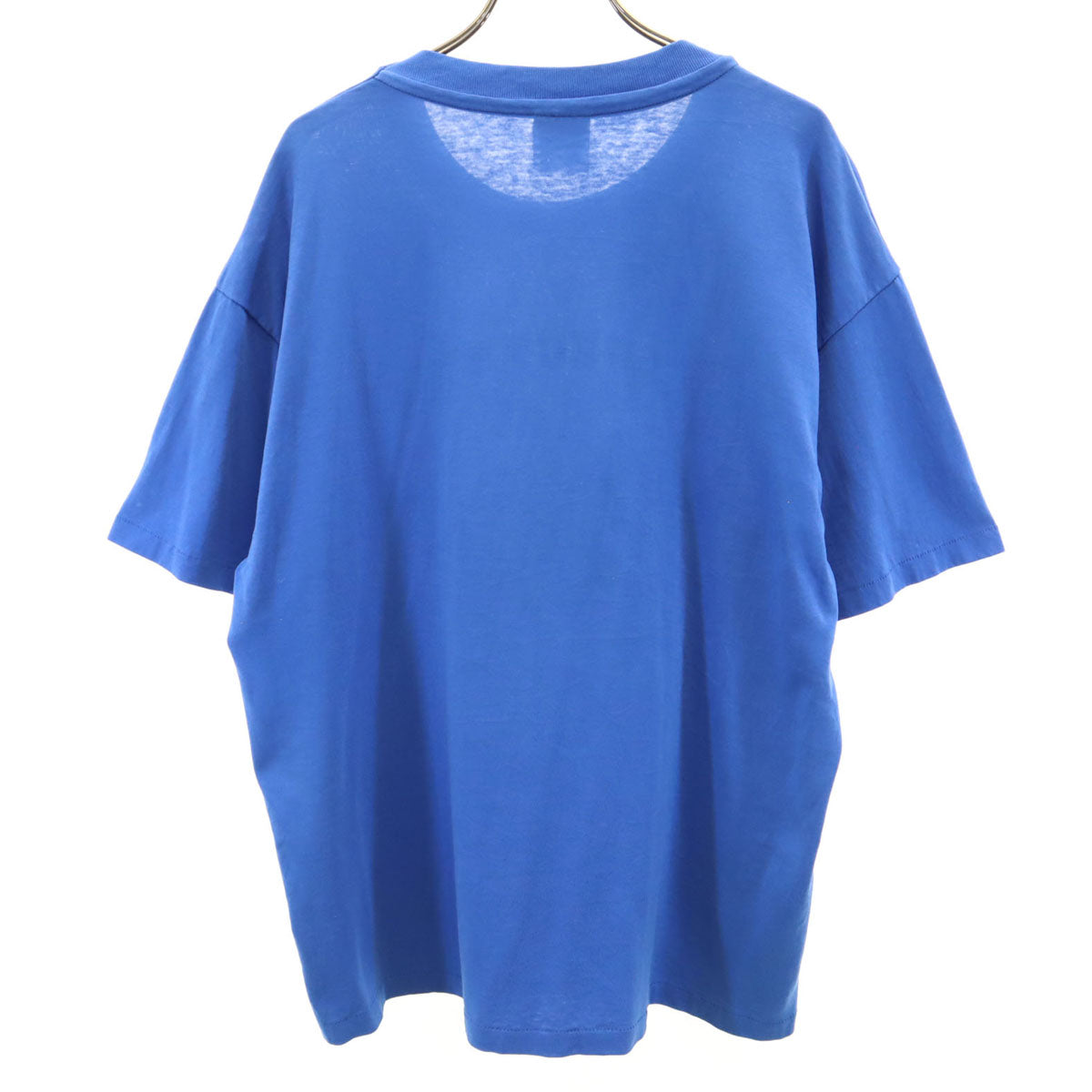 Hanes ヘインズ 90s USA製 オールド EXPECT Thelen BEST アップル プリント 半袖 Tシャツ L ブルー シングルステッチ メンズ