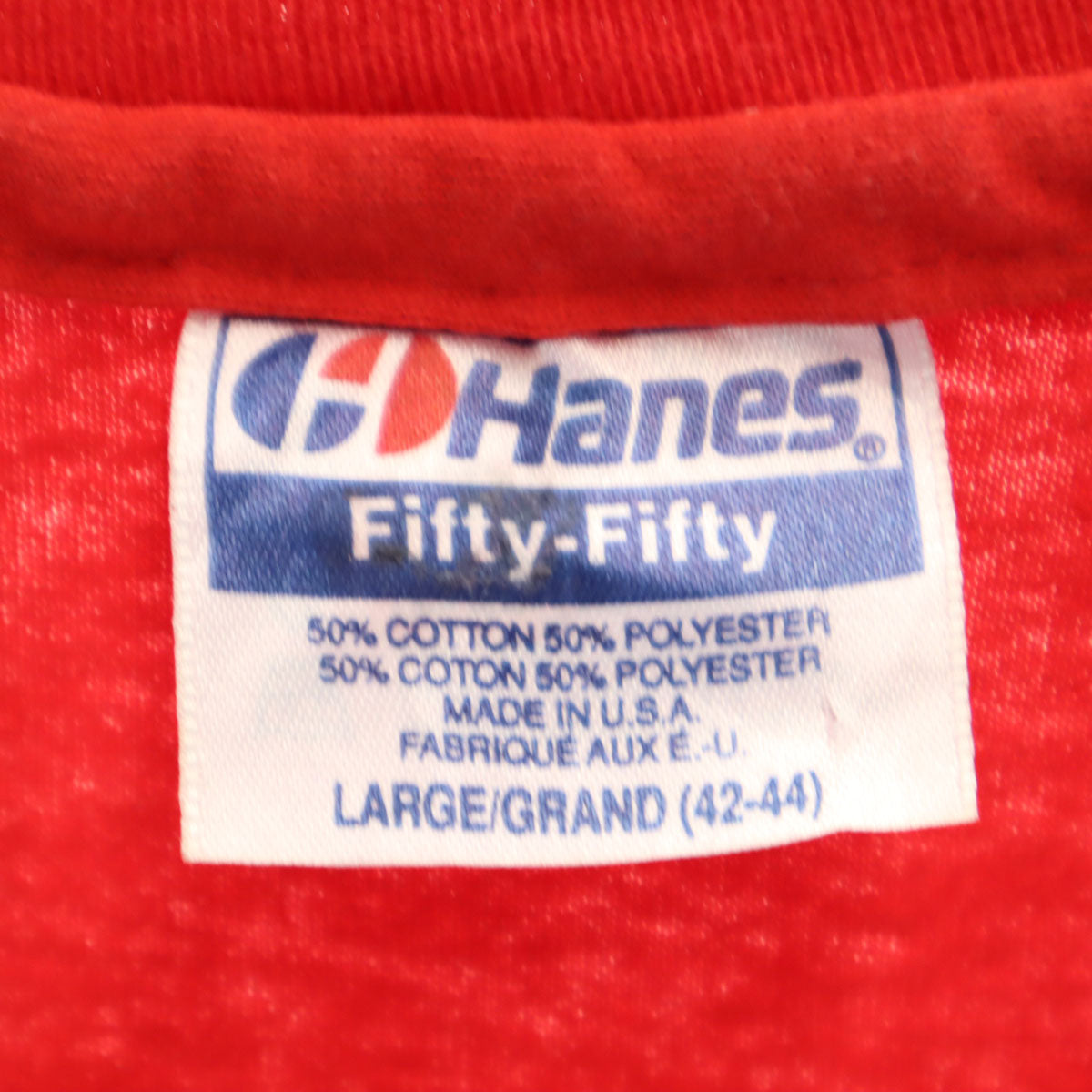 Hanes ヘインズ 80s 90s USA製 オールド NEBRASKA 半袖 Tシャツ L レッド シングルステッチ メンズ