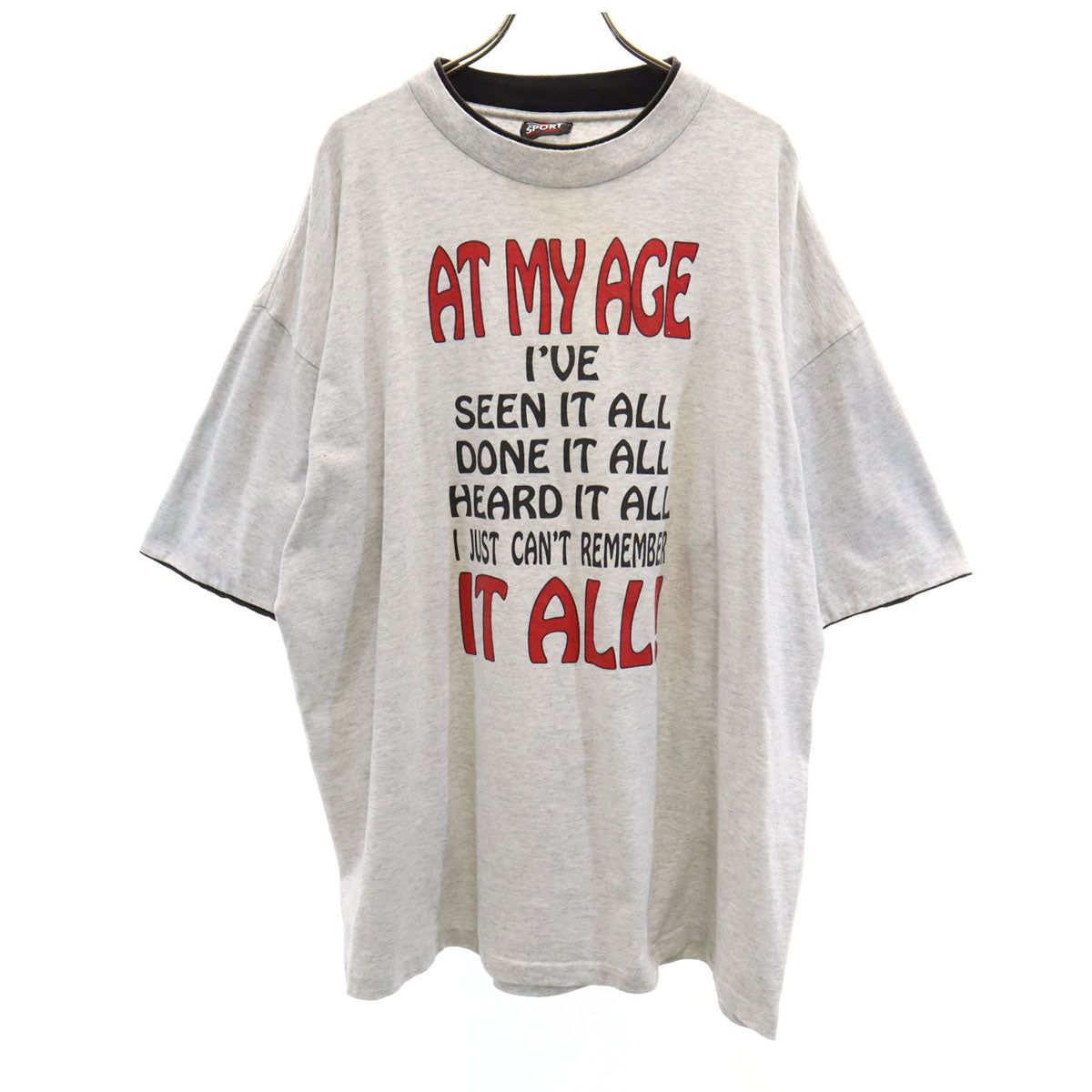 SIGNAL SPORTS シグナルスポーツ 90s USA製 オールド メッセージプリント 半袖 Tシャツ XXL グレー レイヤード ビッグサイズ メンズ