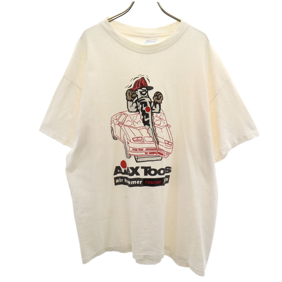 Hanes ヘインズ 90s USA製 オールド AJAX Tools 半袖 Tシャツ XL アイボリー シングルステッチ メンズ