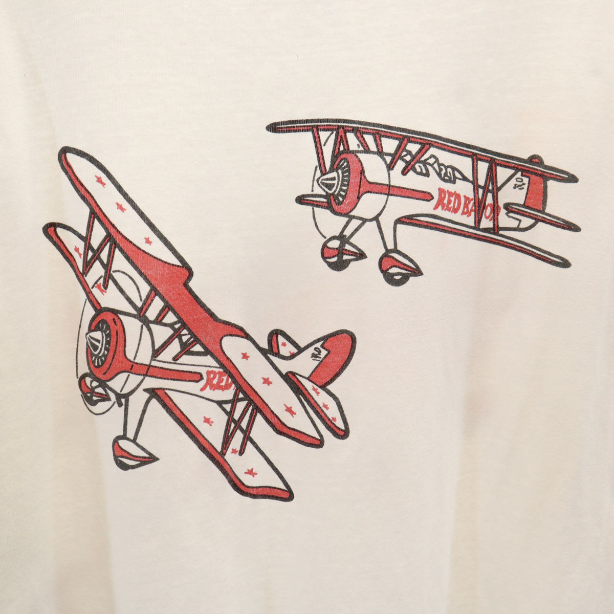 Hanes ヘインズ 90s USA製 オールド RED BARON プリント 半袖 Tシャツ XL ホワイト シングルステッチ 戦闘機 レッドバロン BEEFY-T メンズ