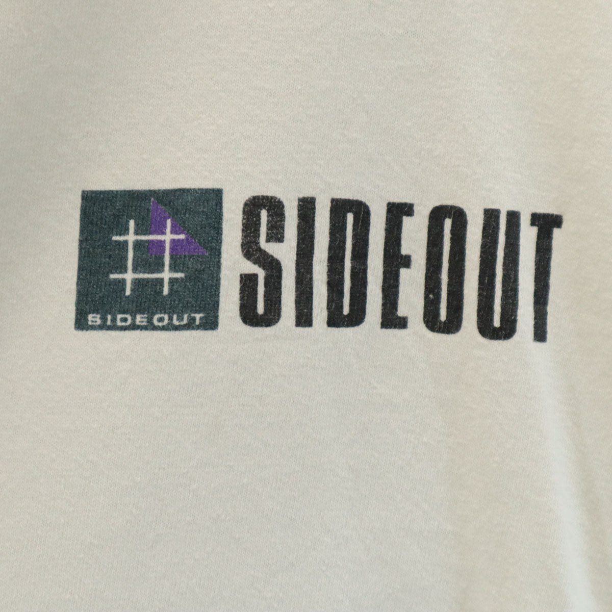 SIDEOUT 90s USA製 オールド バックプリント 半袖 Tシャツ L ホワイト シングルステッチ メンズ