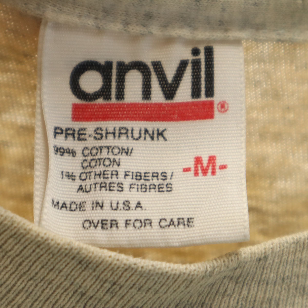 anvil アンヴィル 90s USA製 オールド オオカミ プリント 半袖 Tシャツ M グレー系 シングルステッチ アニマル柄 メンズ