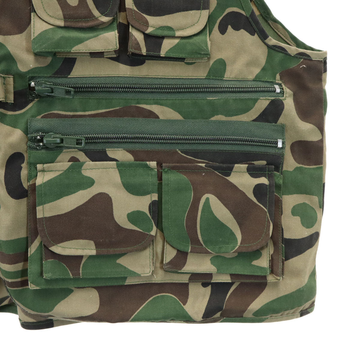 WINNING WAYS 80s オールド カモフラ ベスト M カーキ 多機能ポケット 迷彩柄 メンズ