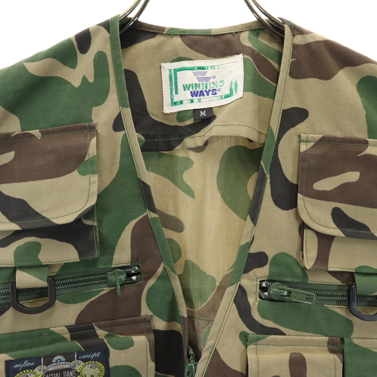 WINNING WAYS 80s オールド カモフラ ベスト M カーキ 多機能ポケット 迷彩柄 メンズ