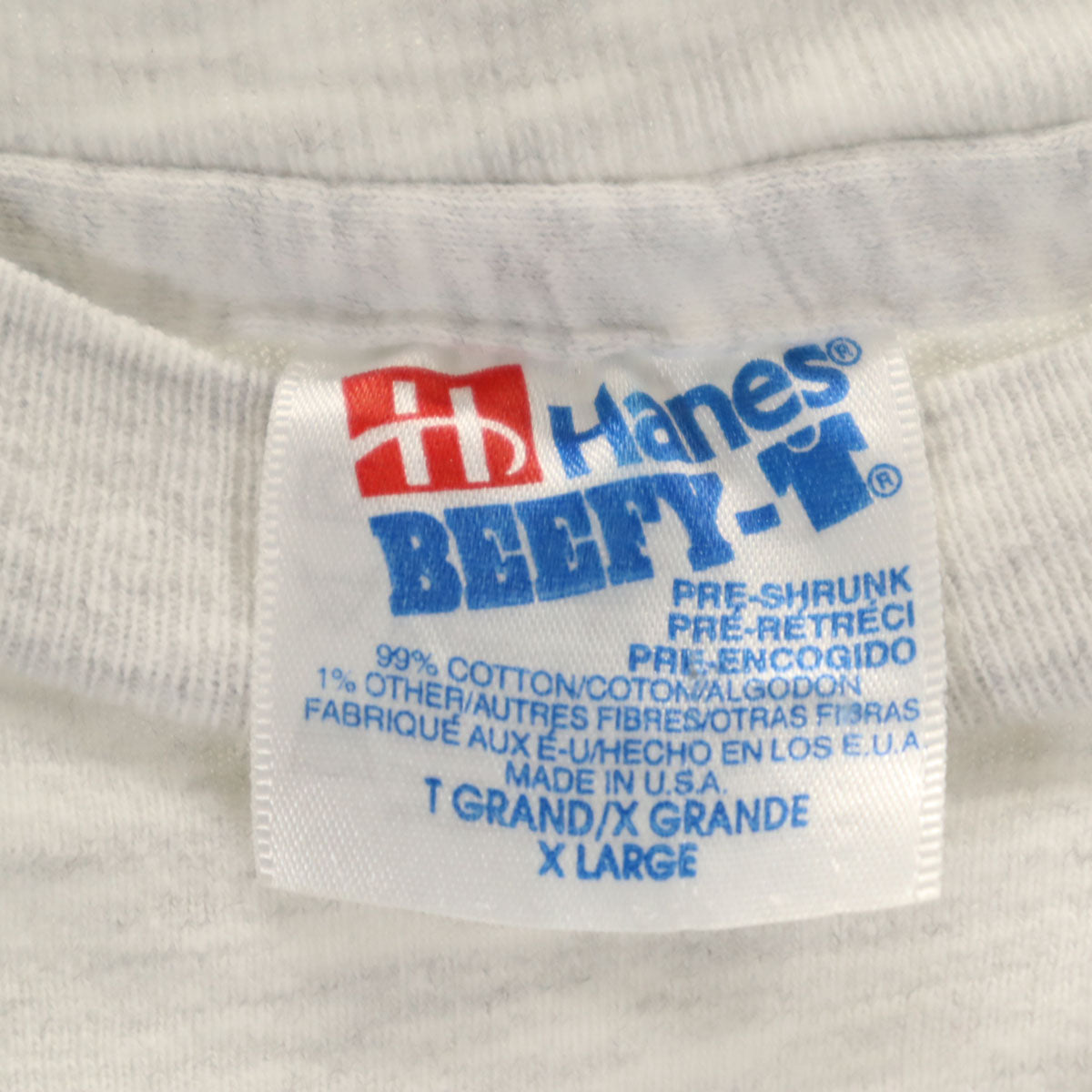 Hanes ヘインズ 90s BEEFY-T USA製 オールド 半袖 Tシャツ XL グレー系 シングルステッチ バックプリント メンズ