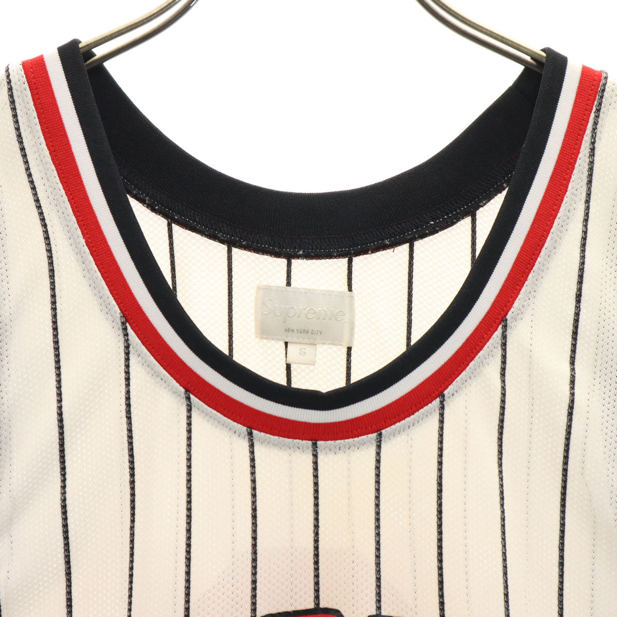 Supreme シュプリーム ストライプ柄 ノースリーブ ゲーム シャツ S ホワイト メッシュ メンズ