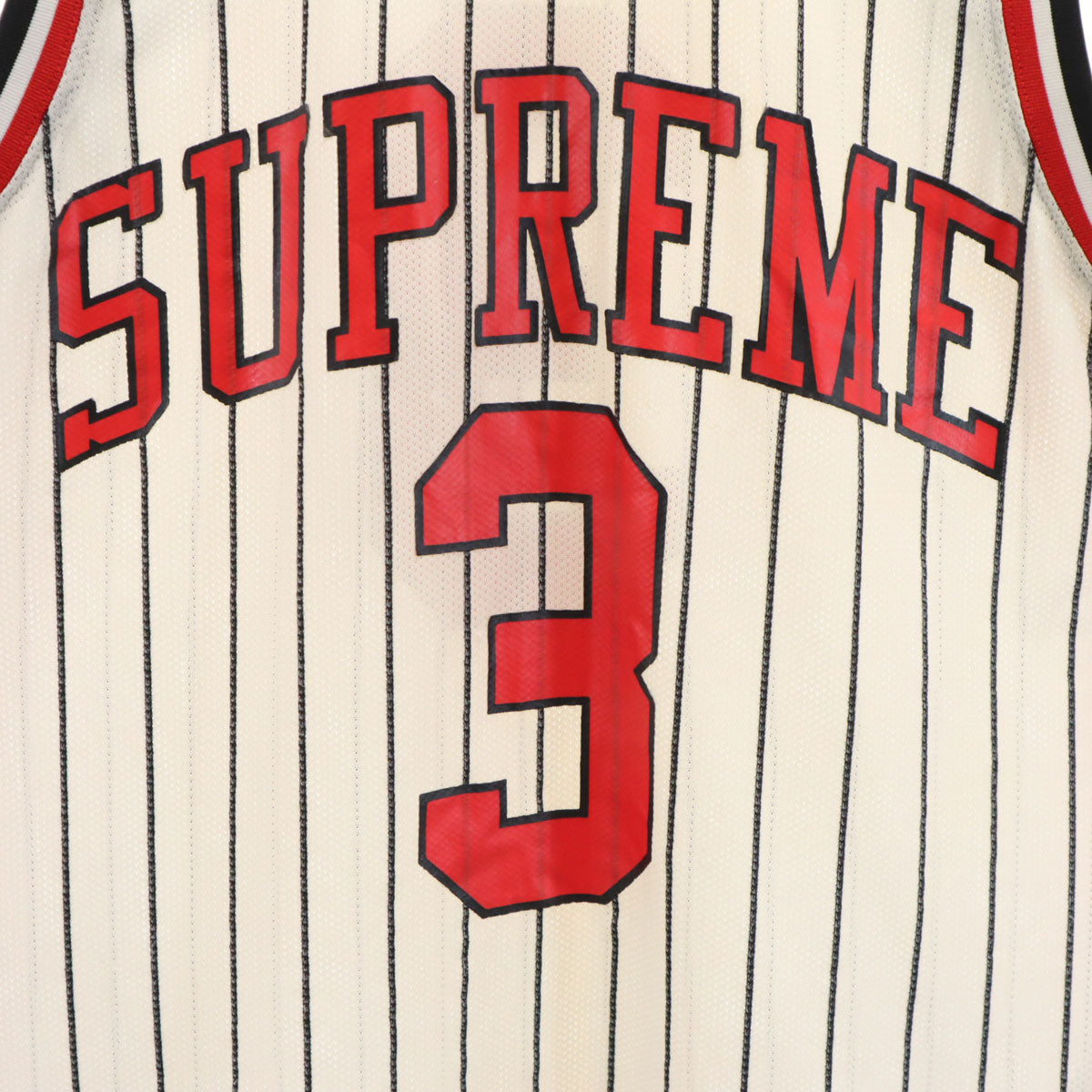 Supreme シュプリーム ストライプ柄 ノースリーブ ゲーム シャツ S ホワイト メッシュ メンズ