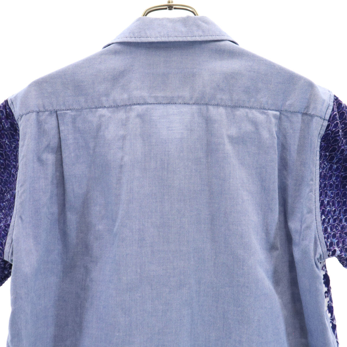 MIHARA YASUHIRO ミハラヤスヒロ 日本製 半袖 柄切替 オープンカラーシャツ 46 パープル メンズ