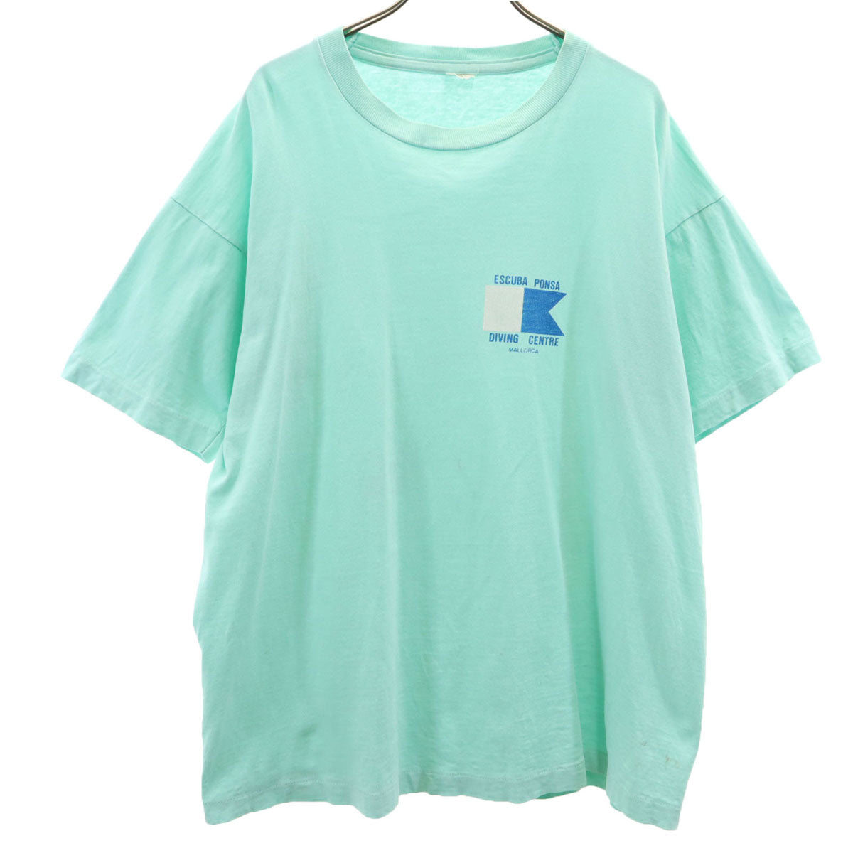 OLD オールド 90s バックプリント ダイビング オクトパス 半袖 Tシャツ XL ミント系 シングルステッチ 蛸 亀 メンズ