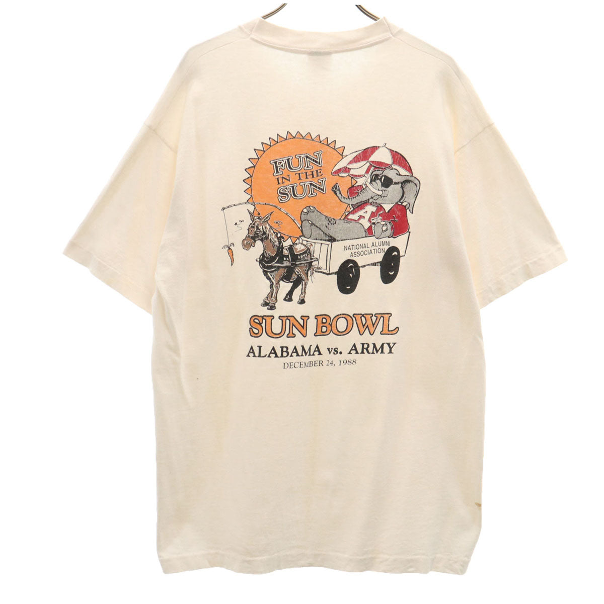 FRUIT OF THE LOOM フルーツオブザルーム 90s USA製 オールド バックプリント エレファント 半袖 Tシャツ XL ホワイト シングルステッチ 象 馬 アニマル メンズ