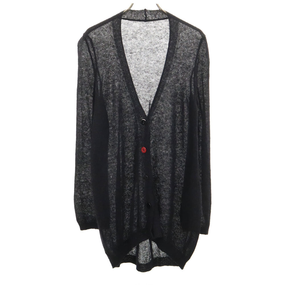 LIVIANA CONTI リビアナコンティ イタリア製 アルパカブレンド 長袖 シースルー Vネック ニットカーディガン ブラック系 レディース