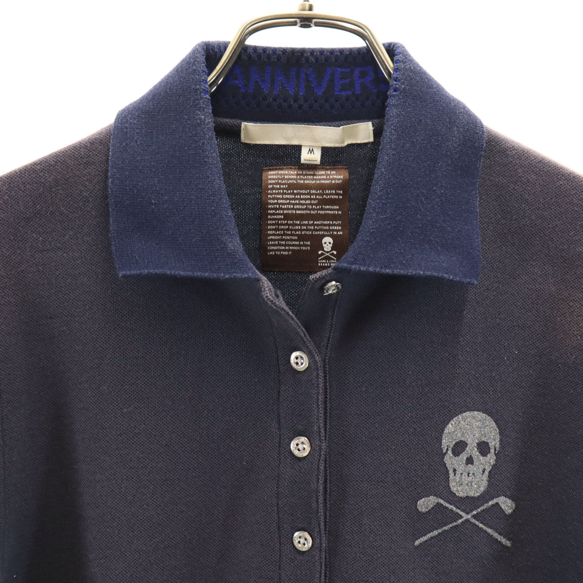 MARK&LONA マークアンドロナ 日本製 ゴルフ 半袖 ポロシャツ M ネイビー 鹿の子 レディース