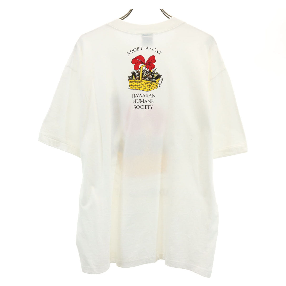 Crazy Shirt クレイジーシャツ 90s オールド USA製 プリント 半袖 ADOPT-A-CAT Tシャツ M ホワイト メンズ