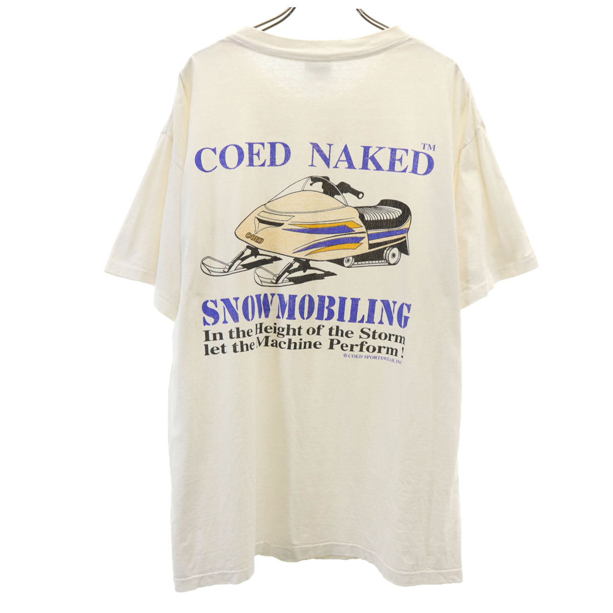 COED NAKED 90s USA製 オールド バックプリント スノーモービル 半袖 Tシャツ XL ホワイト シングルステッチ メンズ