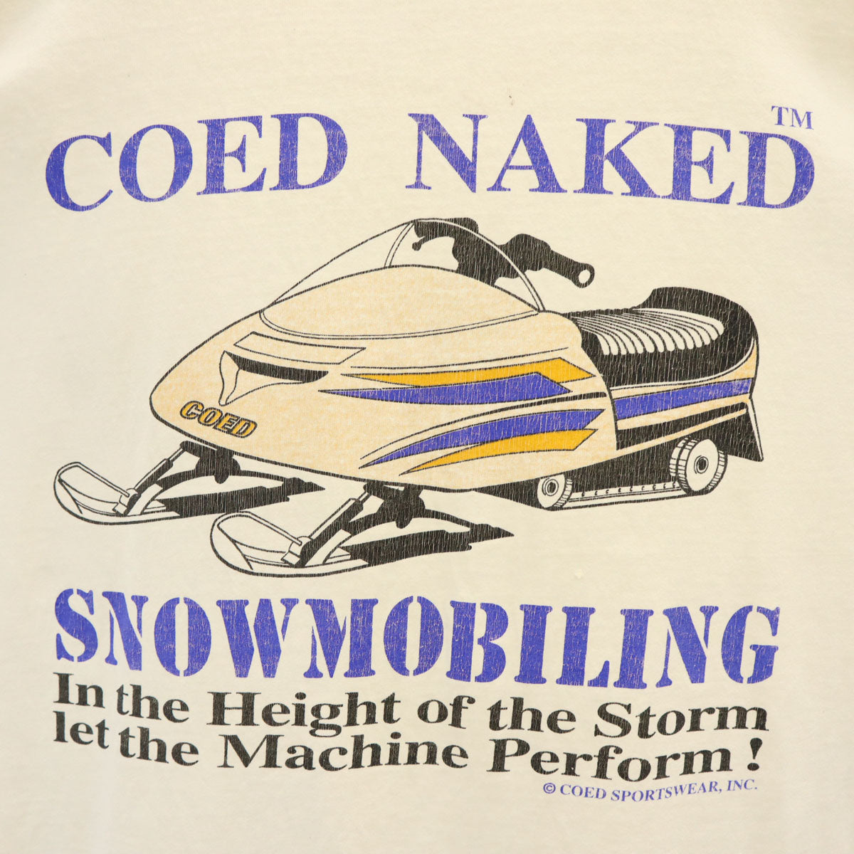 COED NAKED 90s USA製 オールド バックプリント スノーモービル 半袖 Tシャツ XL ホワイト シングルステッチ メンズ