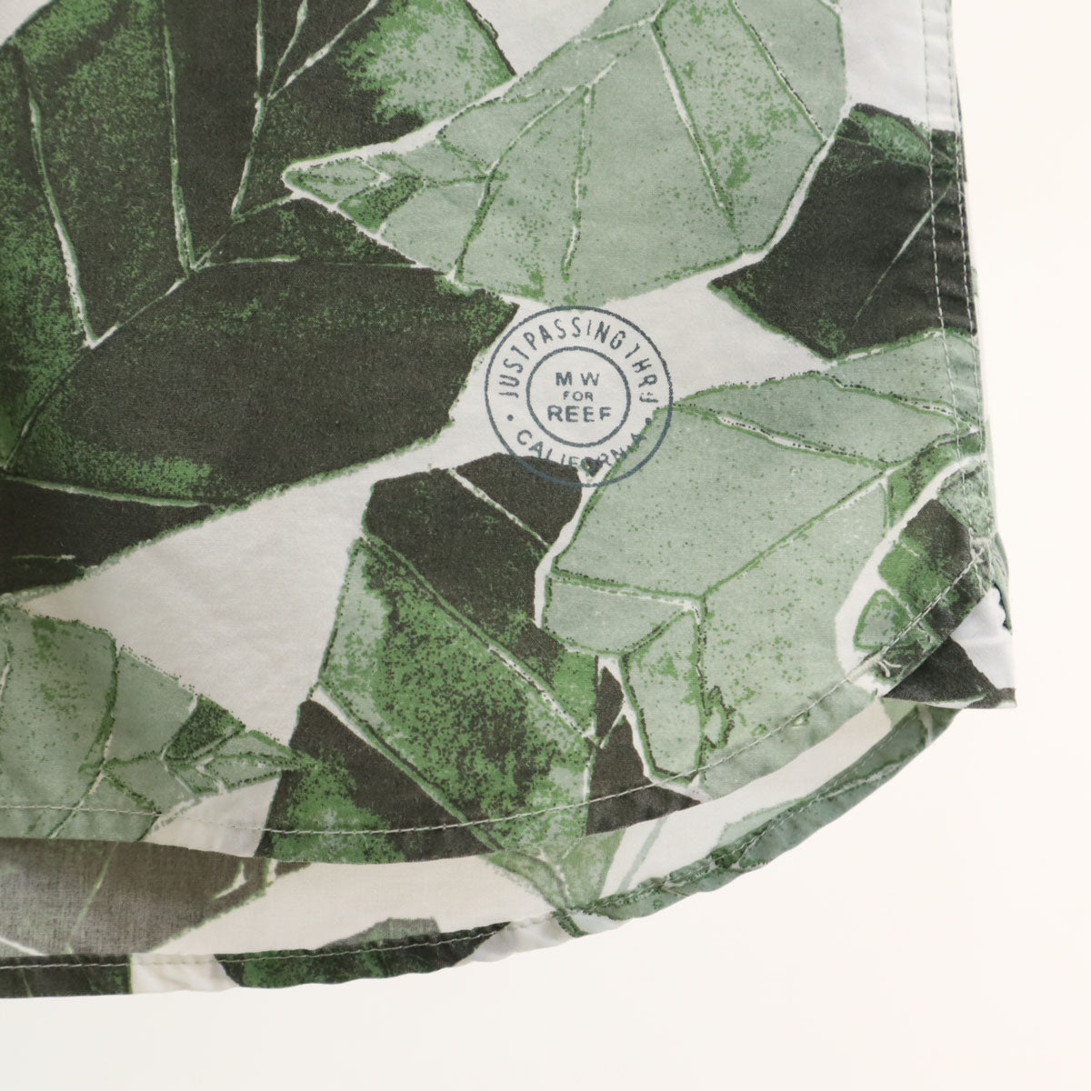 M.W FOR REEF エムダブリューフォーリーフ リーフ柄 半袖 ボタンダウンシャツ M グリーン メンズ