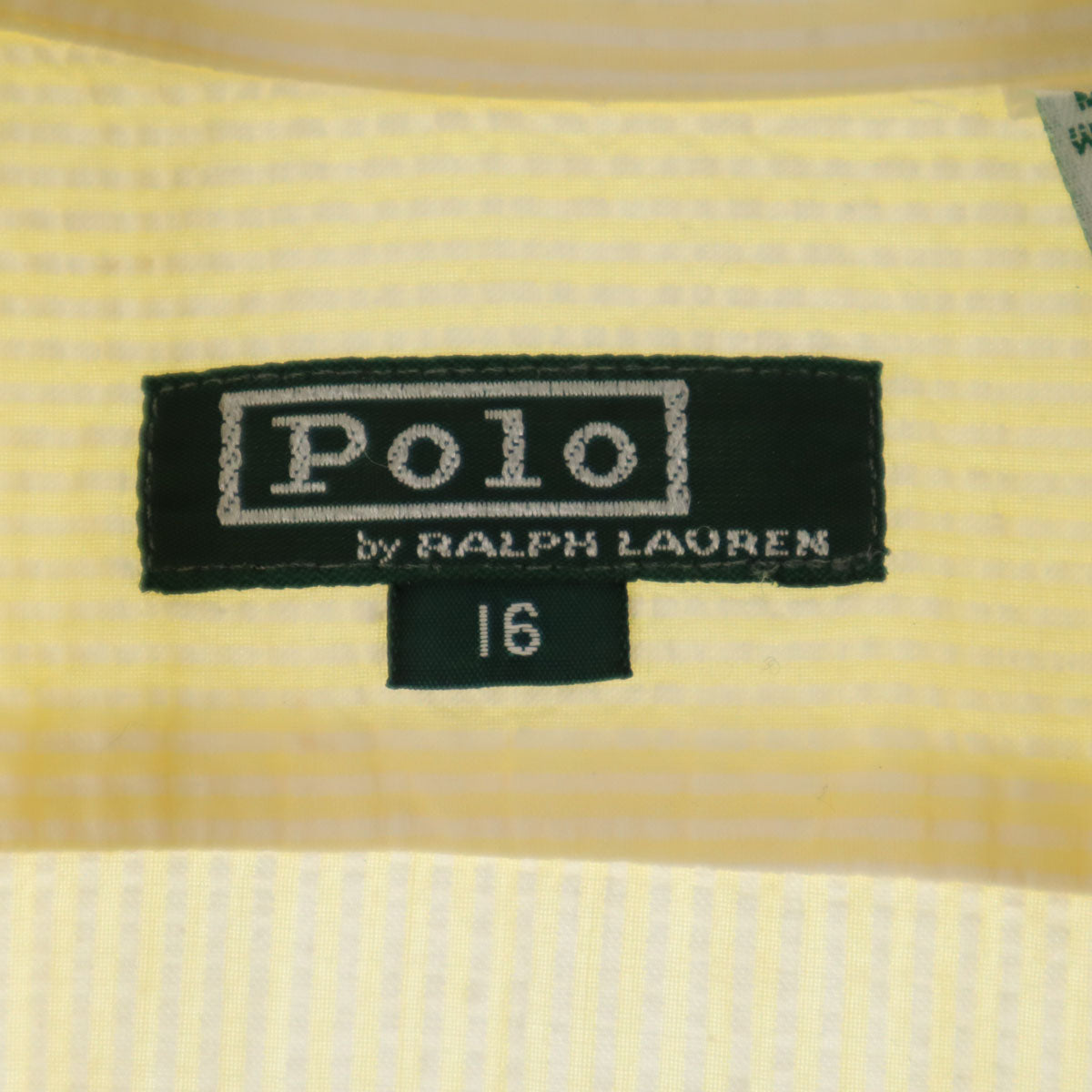 Polo by Ralph Lauren ポロバイラルフローレン 80s ヴィンテージ 緑タグ ボーイズ 半袖 オープンカラーシャツ 16 イエロー シアサッカー キッズ