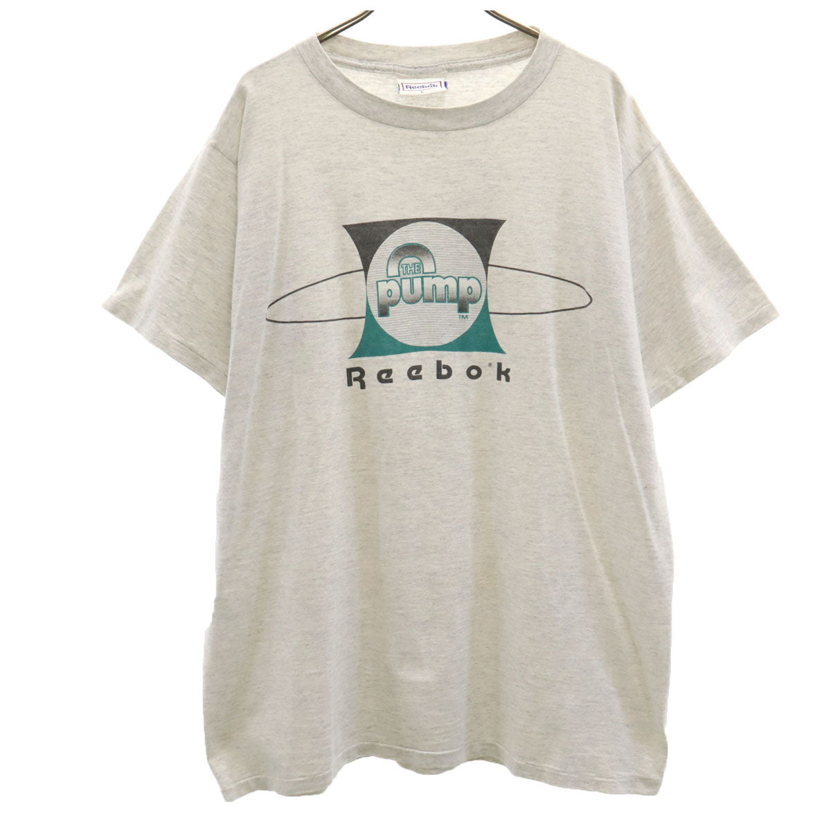 Reebok リーボック 90s USA製 オールド THE pump 半袖 Tシャツ L グレー シングルステッチ メンズ