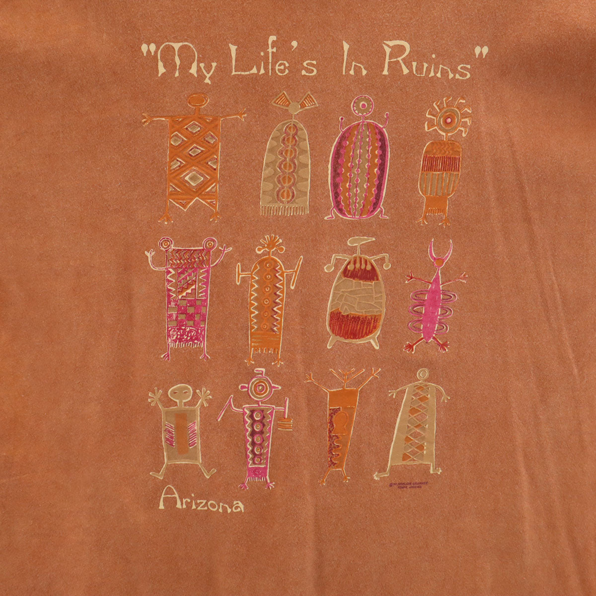 90s オールド アリゾナ 半袖 Tシャツ オレンジブラウン シングルステッチ メンズ