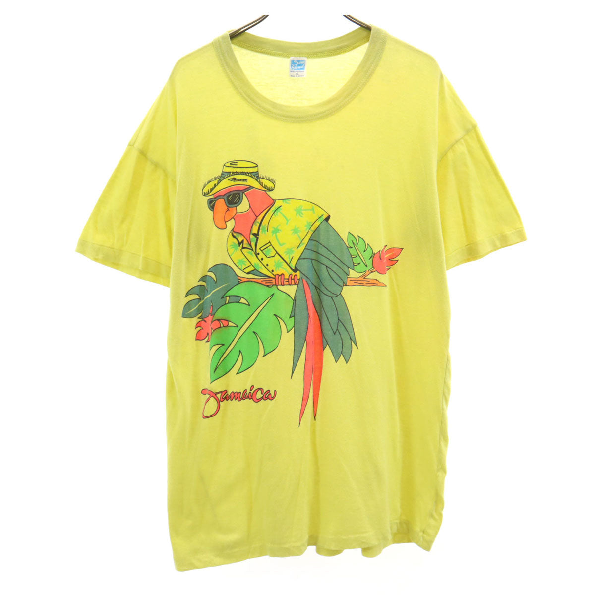 Sun Island サン アイランド 90s オールド バード プリント 半袖 Tシャツ XL イエロー シングルステッチ メンズ