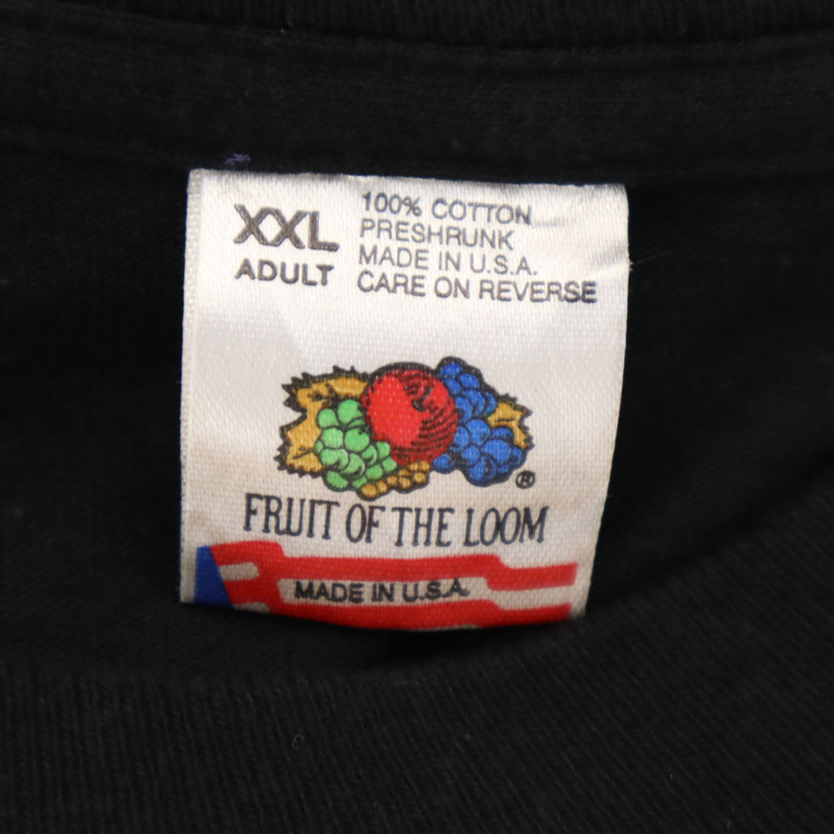 FRUIT OF THE LOOM フルーツオブザルーム 90s USA製 オールド バックプリント FIRE 半袖 ロング Tシャツ XXL ブラック シングルステッチ ビッグサイズ メンズ