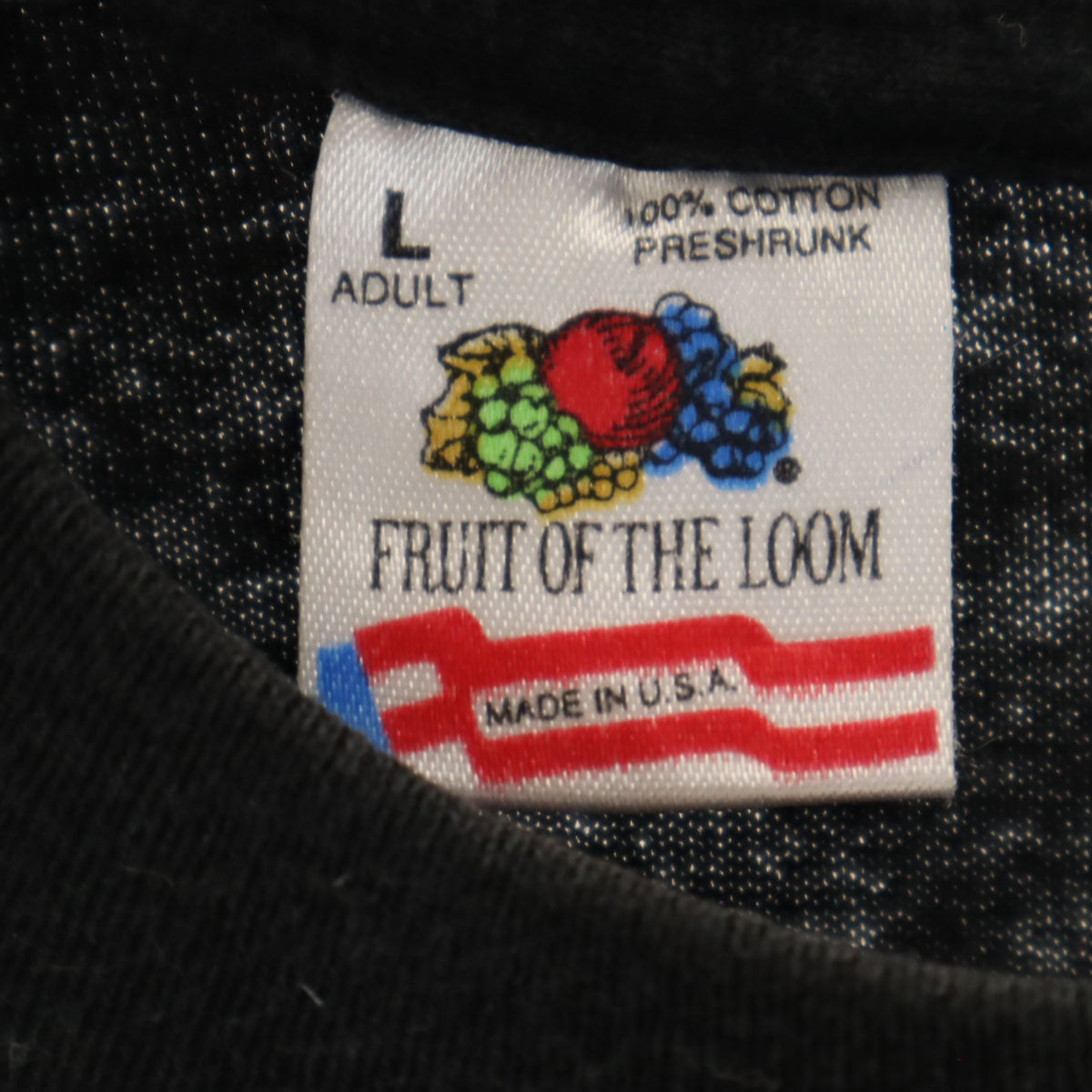 FRUIT OF THE LOOM フルーツオブザルーム 90s USA製 オールド メッセージ プリント 半袖 Tシャツ L ブラック シングルステッチ メンズ
