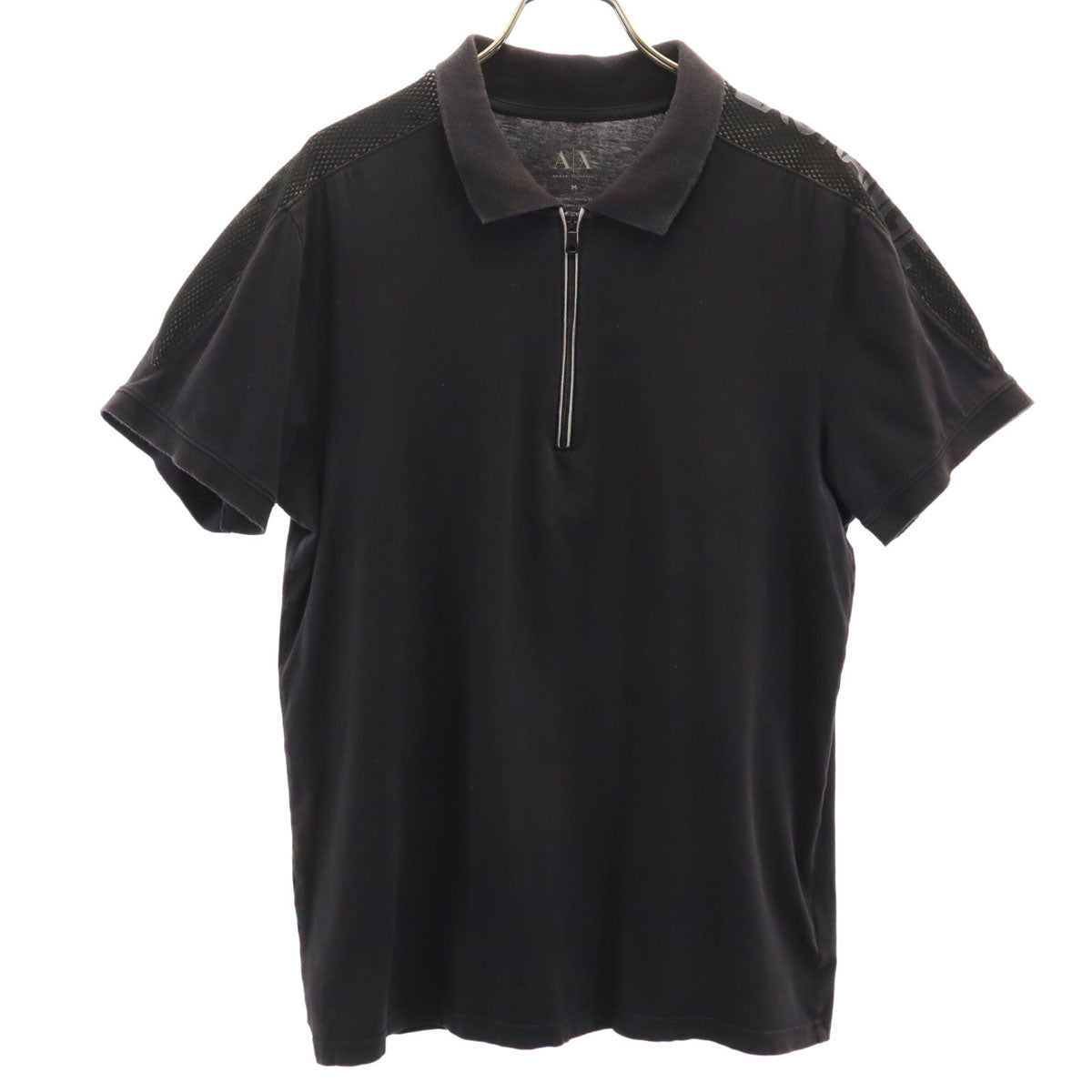 ARMANI EXCHANGE アルマーニエクスチェンジ 半袖 ハーフジップ ポロシャツ M ブラック メンズ