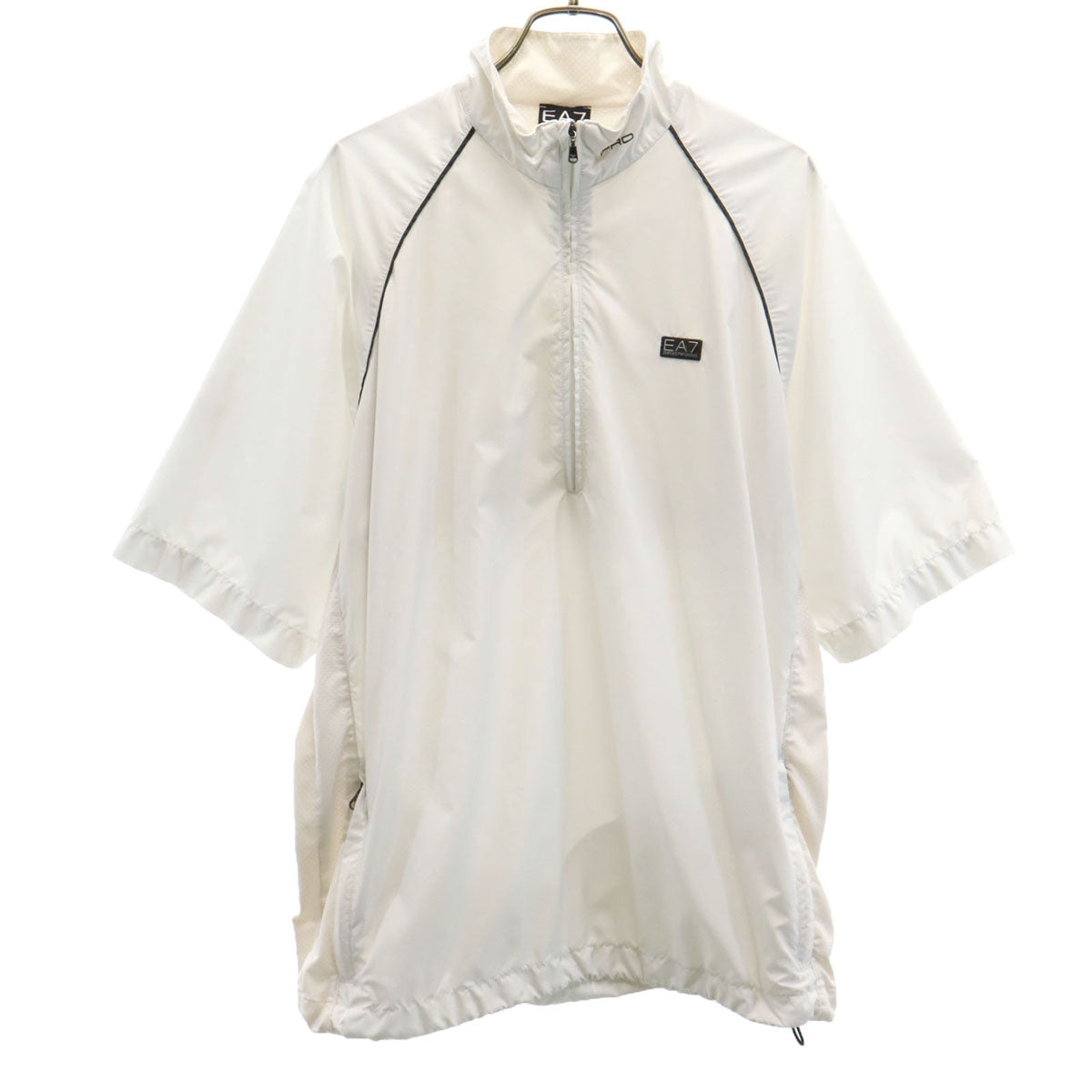 Emporio Armani エンポリオアルマーニ 5分袖 ハーフジップ ジャケット M ホワイト メッシュ メンズ