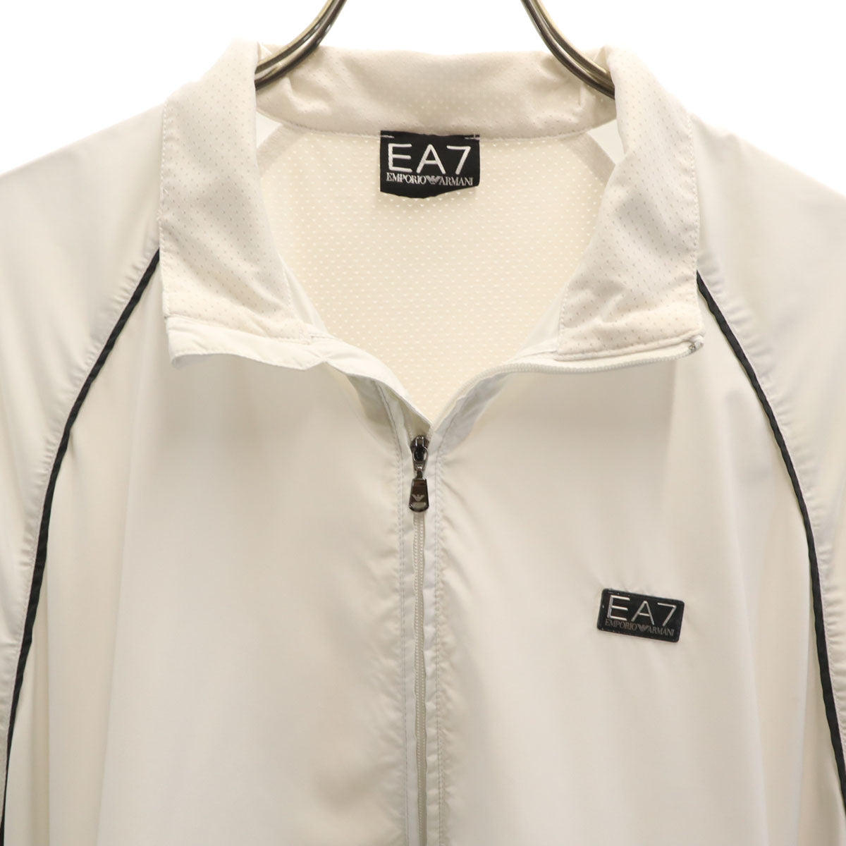 Emporio Armani エンポリオアルマーニ 5分袖 ハーフジップ ジャケット M ホワイト メッシュ メンズ