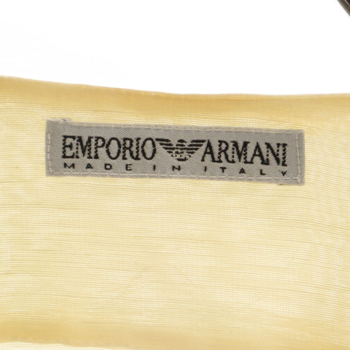 Emporio Armani エンポリオアルマーニ イタリア製 リネンブレンド 半袖 Vネック シャツ 40 アイボリー レディース