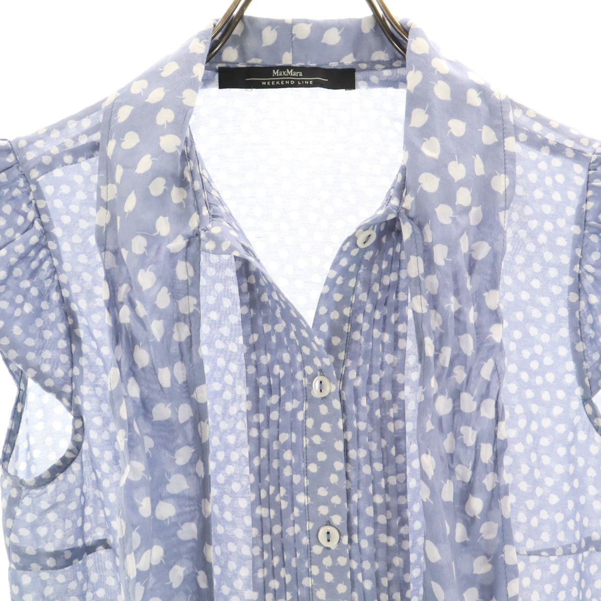 MAX MARA WEEK END LINE マックスマーラウィークエンドライン リーフ柄 ノースリーブ ブラウス ブルー系 レディース