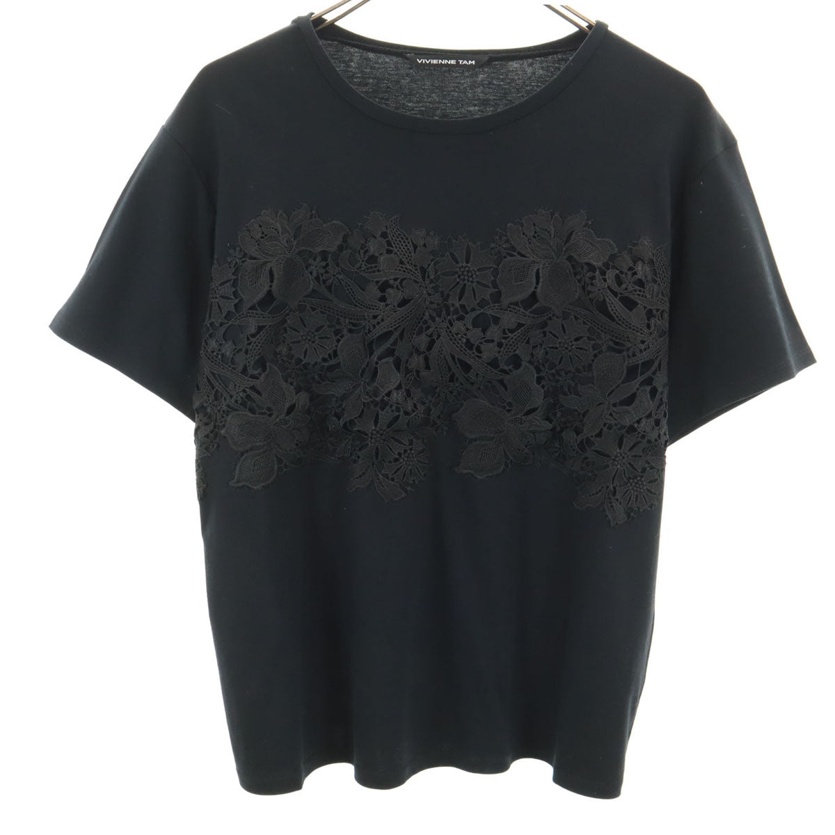 VIVIENNE TAM ヴィヴィアンタム 日本製 レース柄 半袖 Tシャツ 40 ブラック レディース