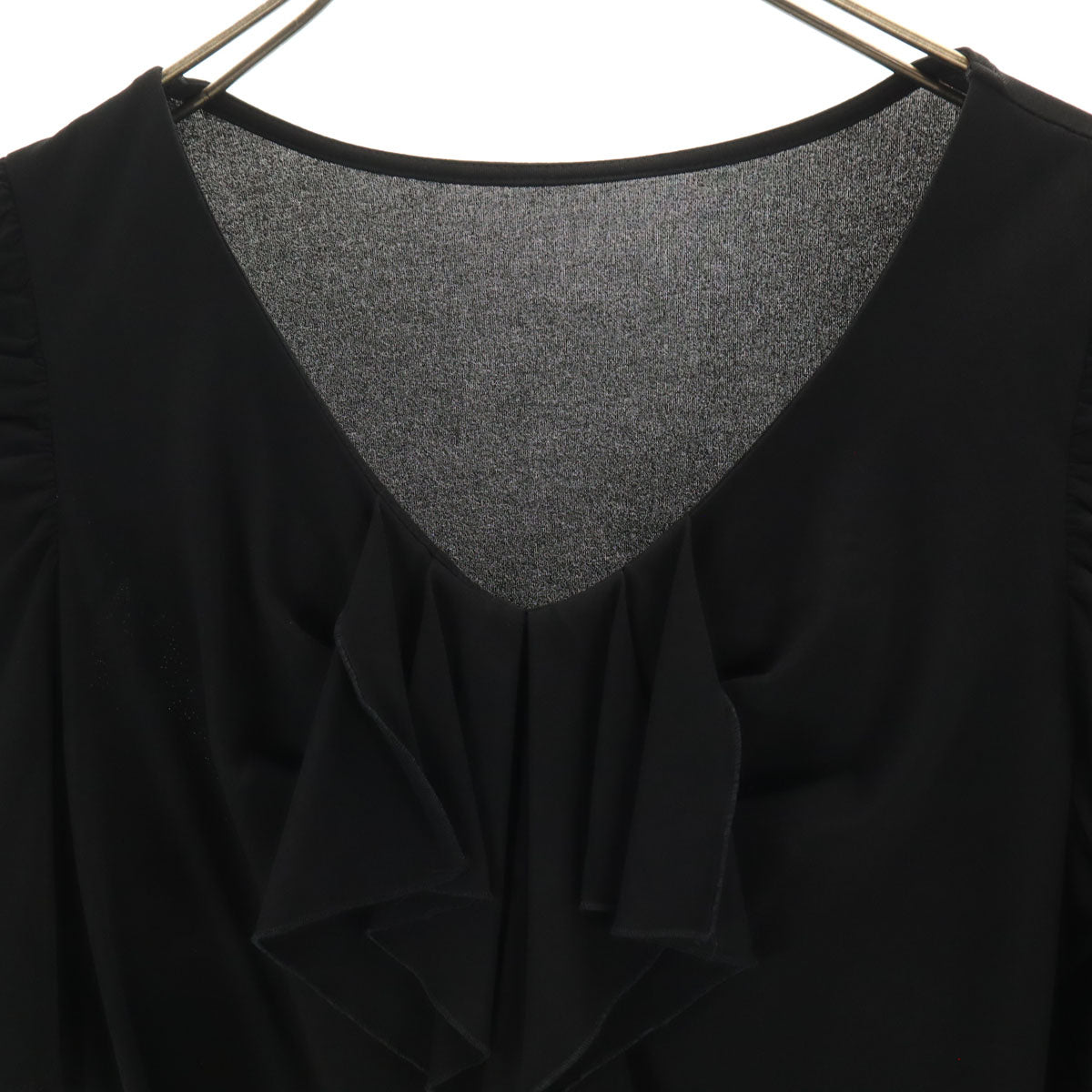 Harrods ハロッズ 日本製 半袖 シフォンフリル ブラウス ブラック レディース