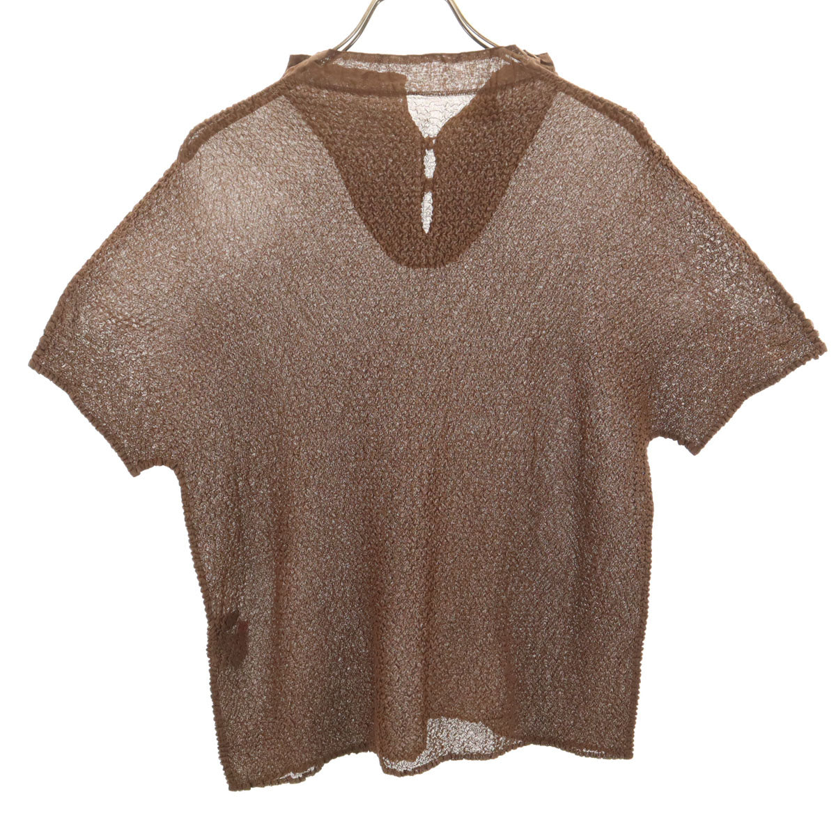 Leilian レリアン 日本製 半袖 カットソー 13 ブラウン プリーツ レディース