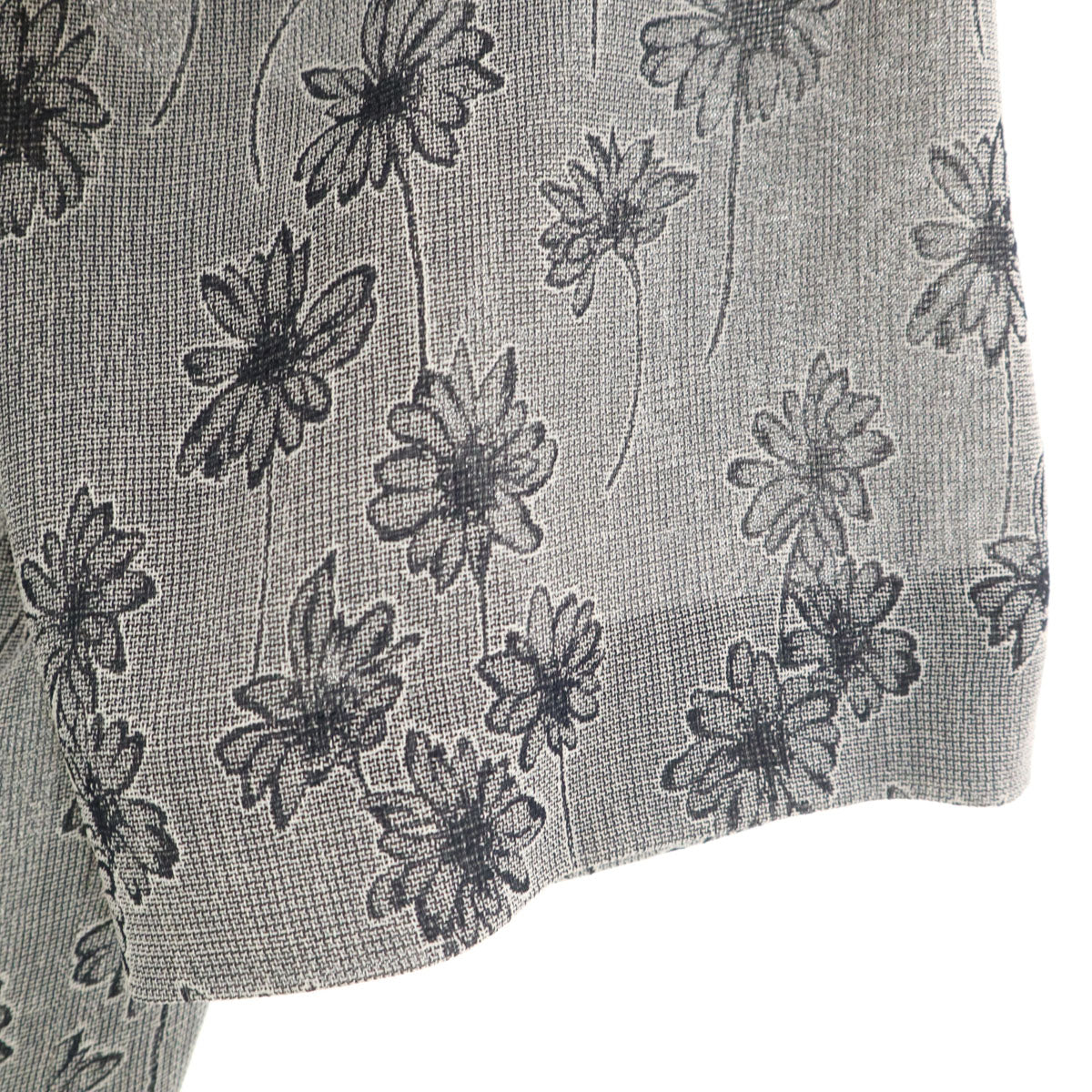 Leilian レリアン 花柄 半袖 丸襟 ジャケット 13 グレー系 レディース