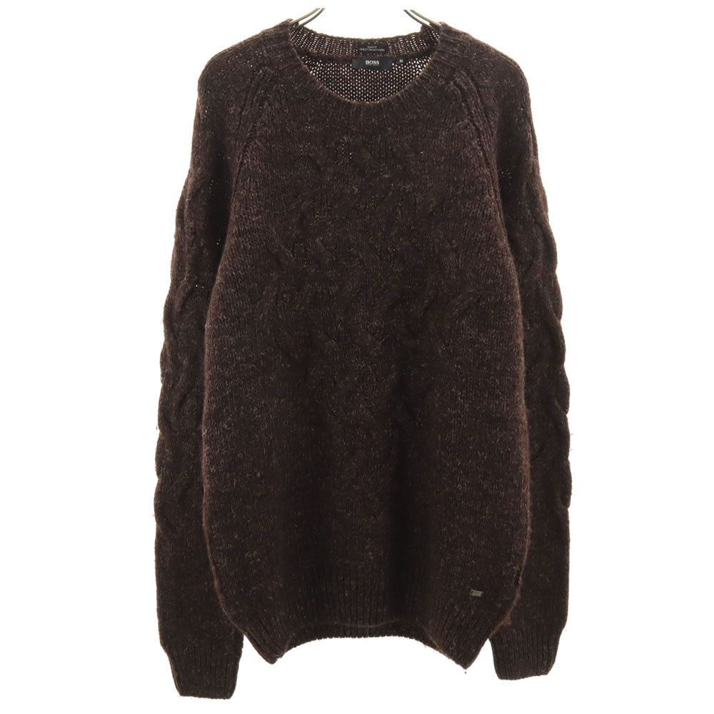 ボスヒューゴボス 長袖 スリムフィット セーター M ブラウン BOSS HUGO BOSS ケーブルニット レディース