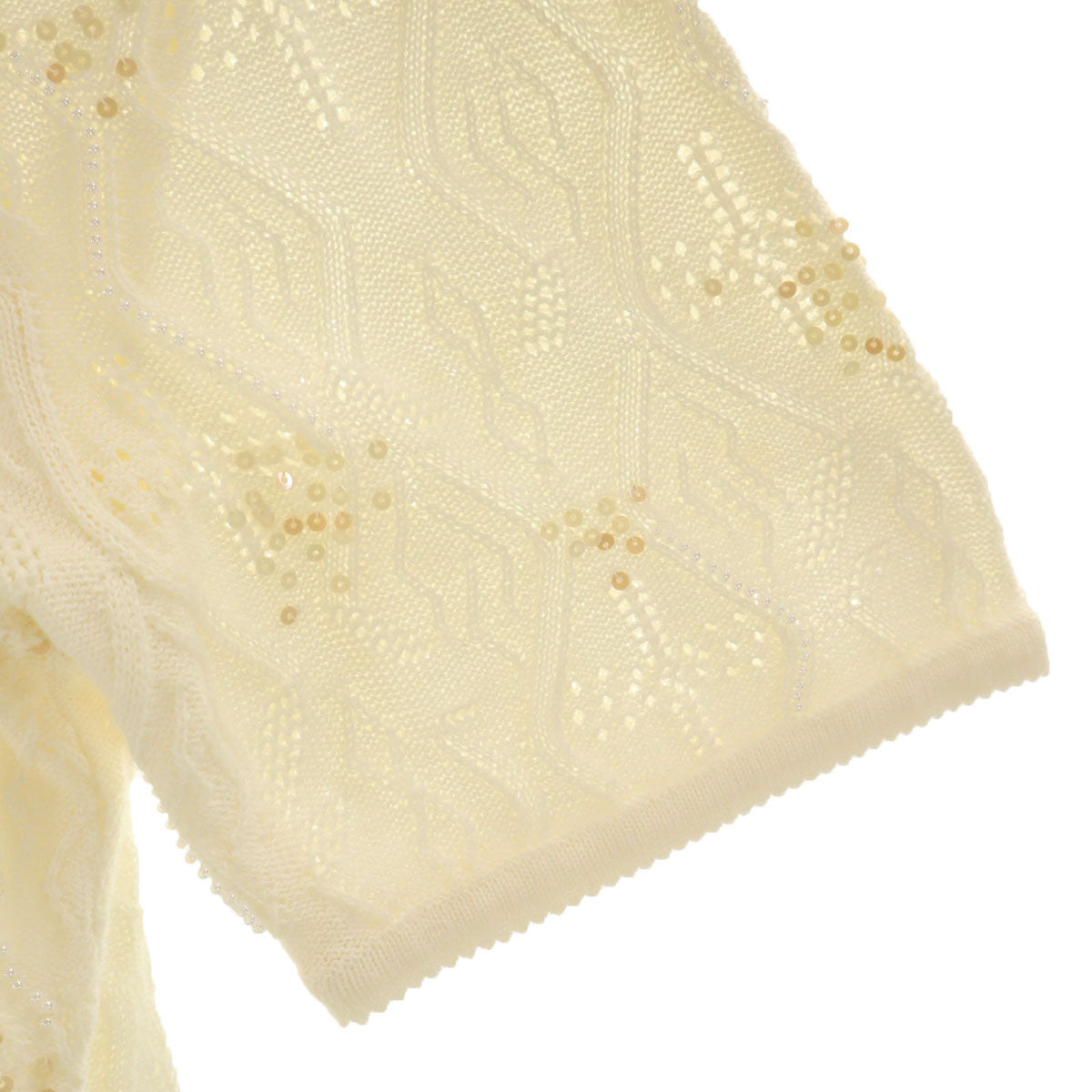 Leilian レリアン 半袖 スパンコール サマー セーター 13 白 ニット レディース