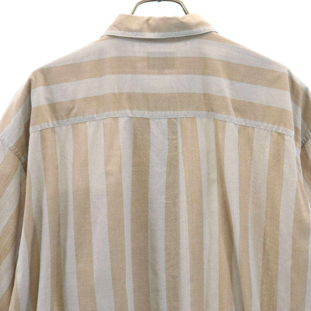 ISSEY MIYAKE イッセイミヤケ 90s オールド ストライプ柄 半袖 シャツ L グレー 比翼 メンズ