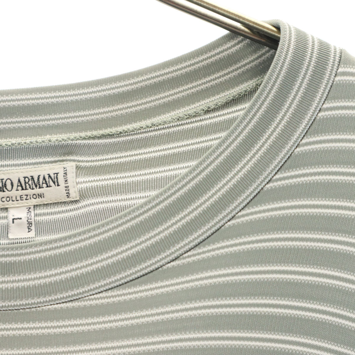 GIORGIO ARMANI ジョルジオアルマーニ イタリア製 ボーダー柄 半袖 Tシャツ L グレー メンズ