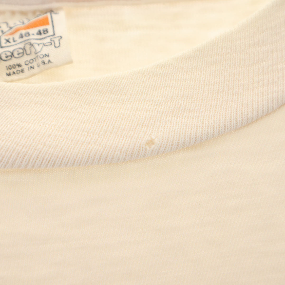 Hanes ヘインズ 70s USA製 ヴィンテージ イーグル プリント 半袖 Tシャツ XL アイボリー系 シングルステッチ BEEFY-T メンズ