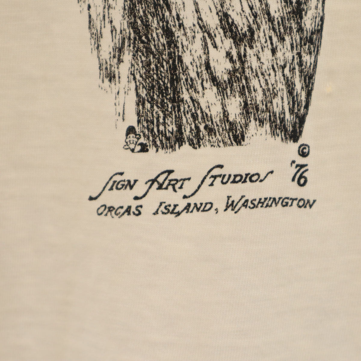 Hanes ヘインズ 70s USA製 ヴィンテージ イーグル プリント 半袖 Tシャツ XL アイボリー系 シングルステッチ BEEFY-T メンズ